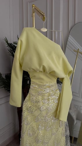 فستان خرز ليموني