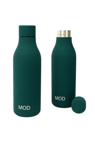 A Pyramid- shaped green bottle with (MOD)