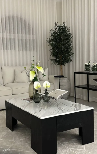 طاوله خشب سنديان بسطح رخام