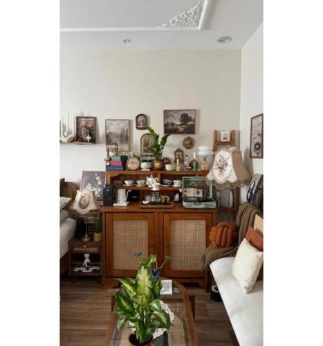 ركن قهوة خشب طبيعي مع الرتان