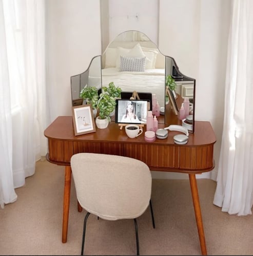 تسريحة خشب درج مع مرايا