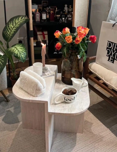 طاولة خدمة رخام بيج