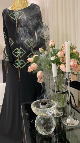 Black dress with crystal chains