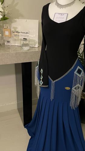 Blue and black dress with crystal