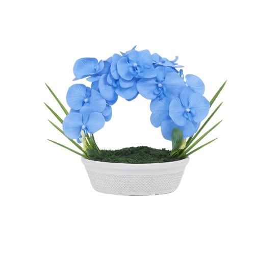 سلة ورد صناعي اوركيد واخضر مجفف