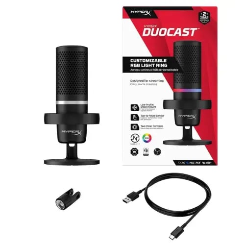 ميكروفون HyperX DuoCast المكثف للألعاب – بنمطين لل...