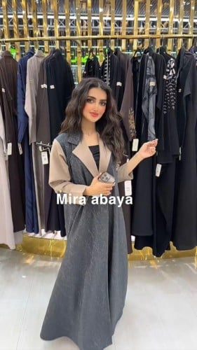 عباية بليزر ياقه بيج