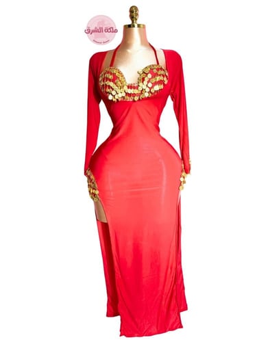 بدلة رقص الملكة سمسمة (قطعتين) (أحمر/ذهبي)