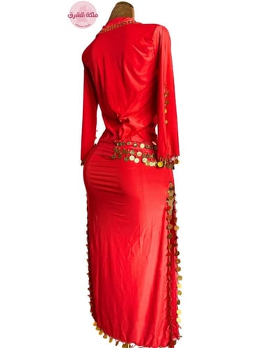 بدلة الملكة دينا الشربيني (أحمر) (حزام مجاناً)