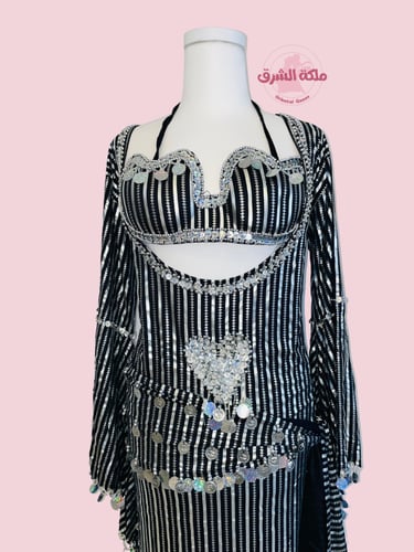 بدلة رقص ملكة الأناقة (فضي) (٣ قطع)