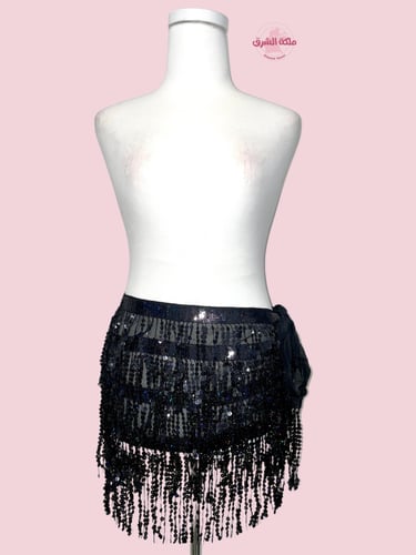 حزام رقص شاكيرة الخطيرة (أسود لامع) (حياكة يدوية أ...