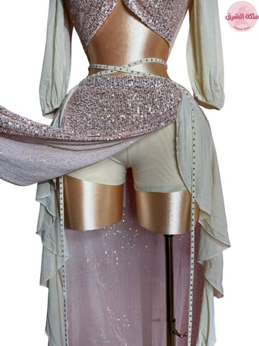 بدلة رقص شرقي الاميرة ياسمين (بيج لامع)