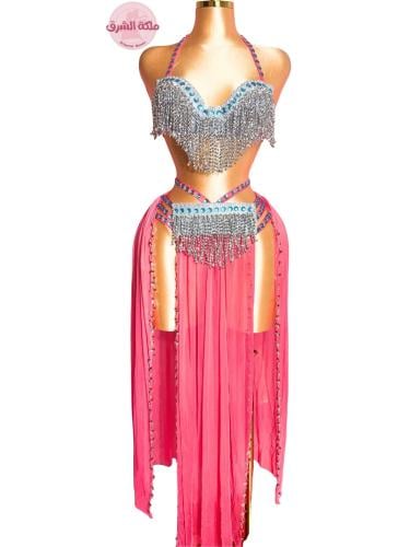 بدلة رقص ملكة الألماظ (وردي تطريز فضي)