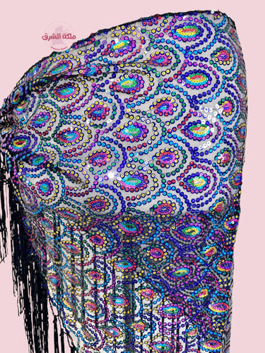 حزام رقص طاووس المميز (متعدد الاوان لامع) (حياكة ي...