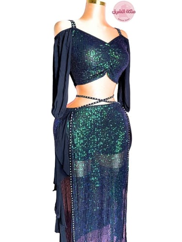 بدلة رقص شرقي الاميرة ياسمين (اسود لامع)