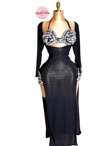 بدلة رقص الملكة سمسمة (قطعتين) (أسود/فضي)