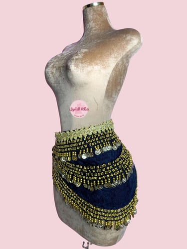 حزام رقص لطيفة القطيفة ذهبي (حياكة يدوية أصيلة)