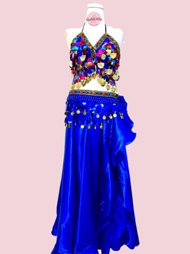 بدلة رقص الملكة شهرزاد (ازرق) (3 قطع)