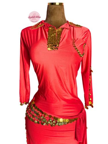 بدلة الملكة دينا الشربيني (أحمر) (حزام مجاناً)