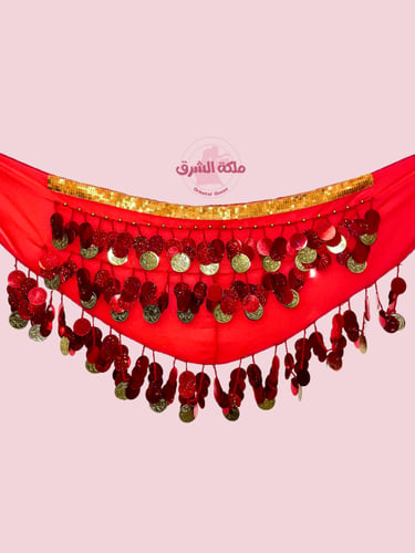حزام رقص شرقي جنيهات مميّز (احمر) (حياكة يدوية أصي...