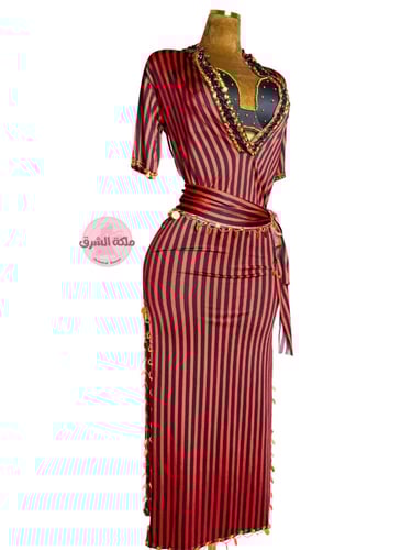 بدلة رقص الملكة صف صف (احمر) (٣ قطع)