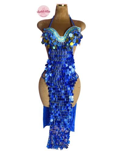 بدلة رقص الملكة المسيطرة (أزرق+ذهبي)