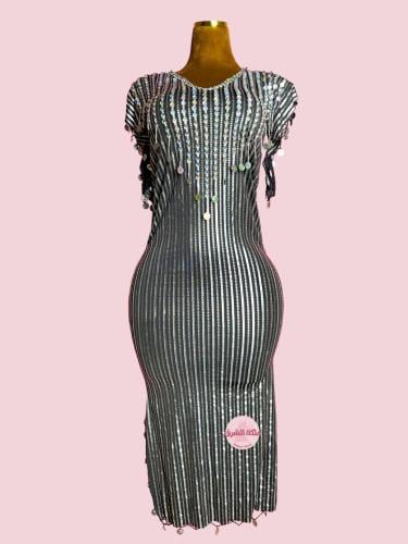 بدلة رقص شرقي نانسي مميز (اسود تطريز فضي)