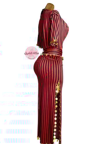 بدلة رقص الملكة صف صف (احمر) (٣ قطع)