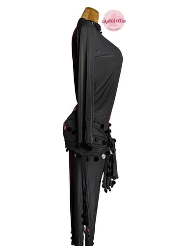 جلابية الملكة دينا الشربيني (أسود) (حزام مجاناً)