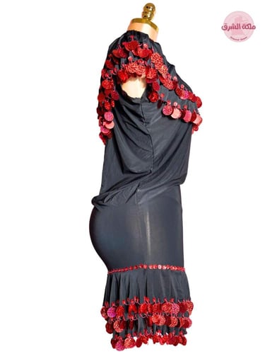 بدلة رقص ملكة الاسكندرية (أسود+أحمر) (تطريز مميز)