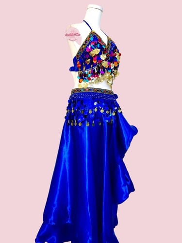 بدلة رقص الملكة شهرزاد (ازرق) (3 قطع)