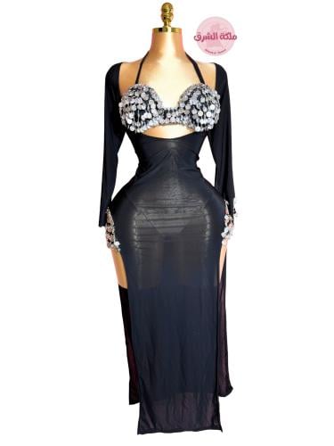 بدلة رقص الملكة سمسمة (قطعتين) (أسود/فضي)