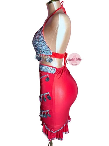 بدلة رقص ست البنات (أحمر مع فضي)