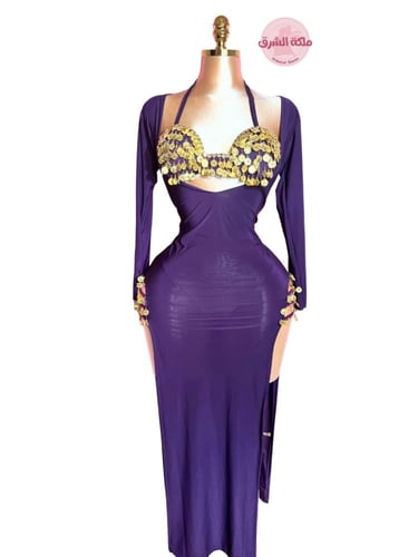 بدلة رقص الملكة سمسمة (قطعتين) (بنفسجي/ذهبي)