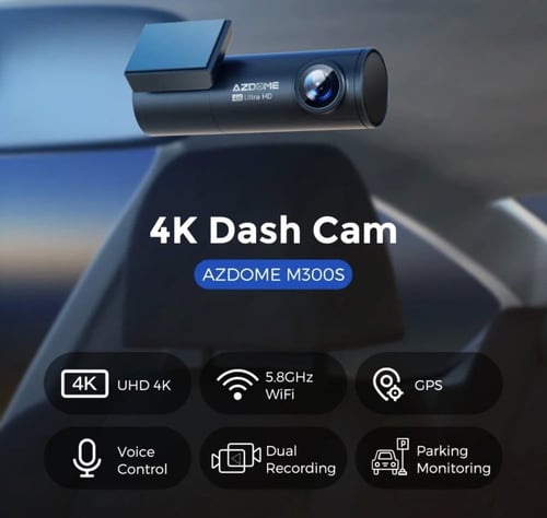 Azdome dash cam m300sداش كام اماميه 4K وخلفية 2m