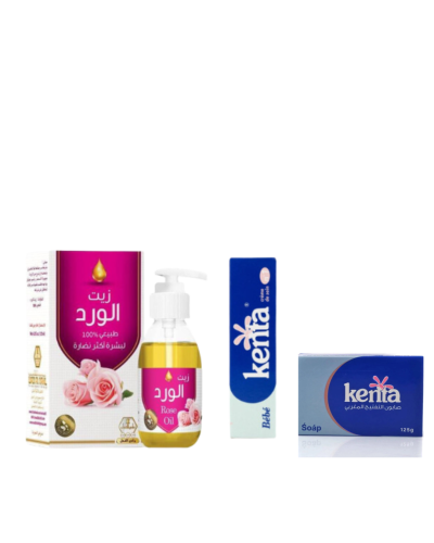 مجموعة تالفتيح والترطيب بزيت الورد وكريم كينتا