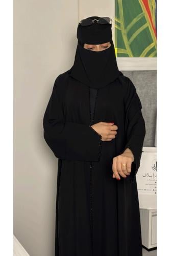 13 –عباية نسائية سوداء بقصة دبل اكلوش | لمسات ايلاف