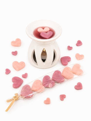 Heart-shaped scented candles melts mood
