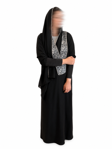 عباية كريب ب أكمام استرتش -اسود