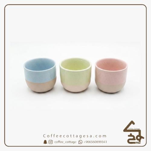 3 اكوب سيراميك مطلي بالفخار - 120 مل | الوان متعدد...