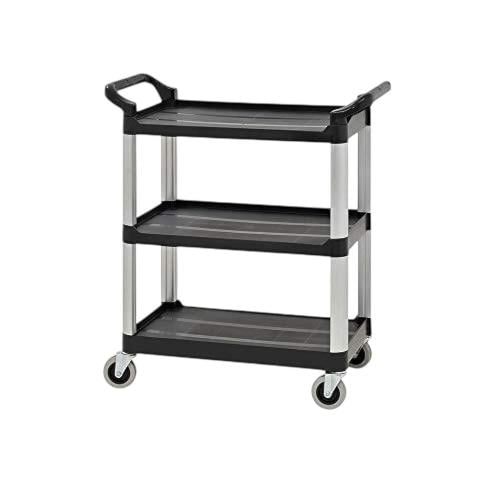 عربة تقديم طعام بلاستيك اسود 3 ادوار