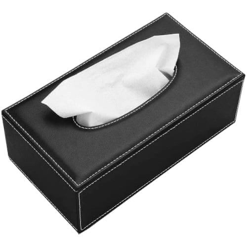 حامل مناديل جلد اسود مستطيل