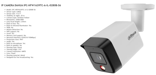 داهوا IPC-HFW1839TC-A-IL-0280B-S6 – كاميرا IP رصاص...