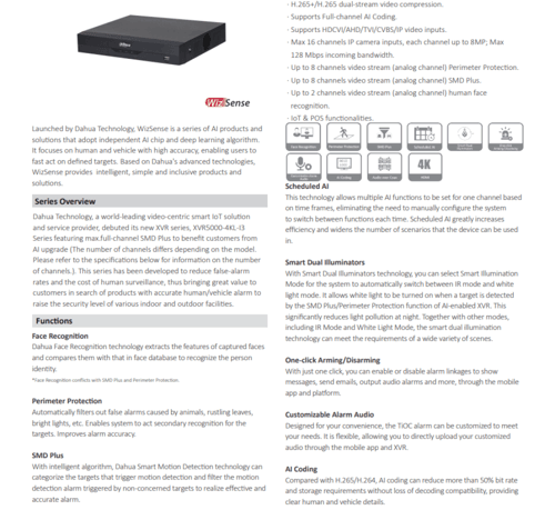 داهوا DH-XVR5108HS-4KL-I3 – مسجل فيديو رقمي 8 قنوا...