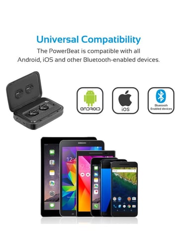 سماعات أذن لاسلكية مع بنك طاقة، أصغر سماعة بلوتوث...