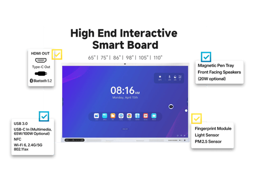 شاشة FTTEGO RK3588 التفاعلية 75" بدقة 4K UHD – لمس...