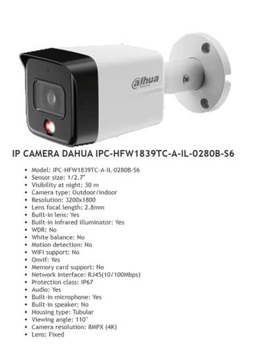 داهوا IPC-HFW1839TC-A-IL-0280B-S6 – كاميرا IP رصاص...