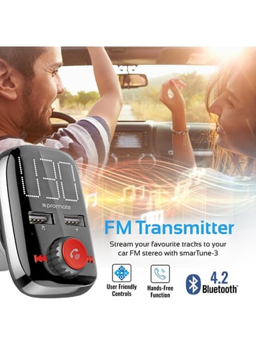 جهاز إرسال FM لاسلكي للسيارة مع منافذ شحن USB مزدو...