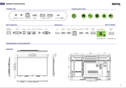 شاشة بنكيو BenQ RE7504 التفاعلية الذكية مقاس 75 بو...