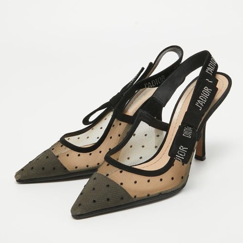 صندل ديور جاديور شفاف بكعب عالي 100 مم - أسود